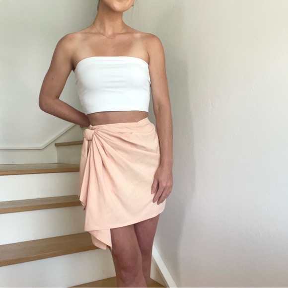 Vintage Gianni Versace Couture Peach Pink Wrap Knot Gathered Skirt Size 42